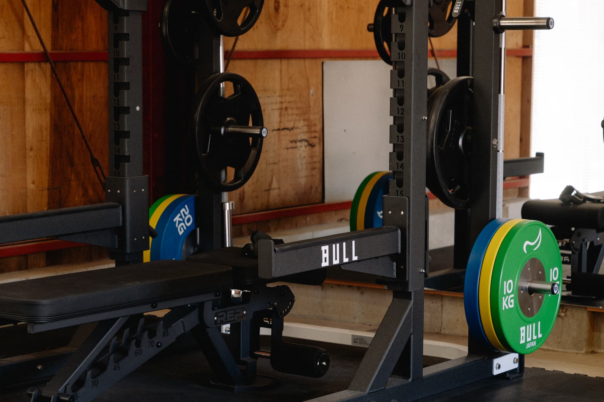 Bull competition-grade squat rack and bench press
